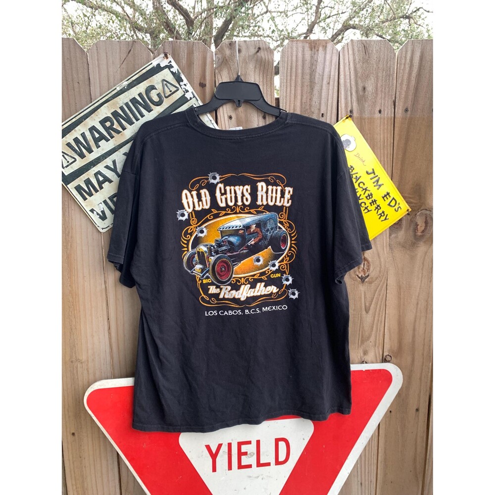 Black Vintage Y2K Old Guy Rule the Rodfather Tshirt Size 2XL